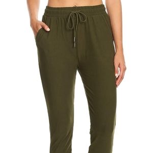 Olive Green Soft Drawstring Pants w/pockets